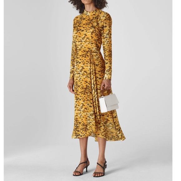 Whistles Dresses & Skirts - Whistles Ines Ikat Animal Print long sleeve midi dress womens 4 cocktails event